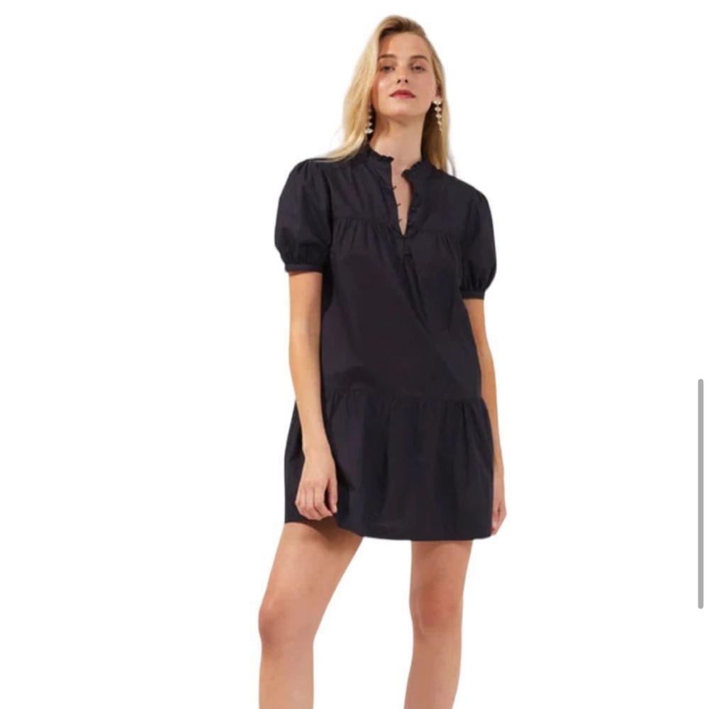 French Connection Black Organic Poplin Mini Dress - Medium / M.